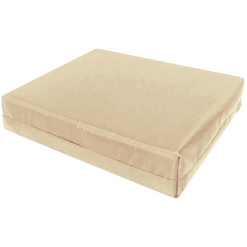 Pinkfairy Waterproof Seat Pad 4cm Thick Garden Rattan Furniture Outdoor Indoor Foam Filled Cushion With Removable Water-Resistant Fabric Zipper Cover (Cream, 55 x 55cm / 22" x 22")