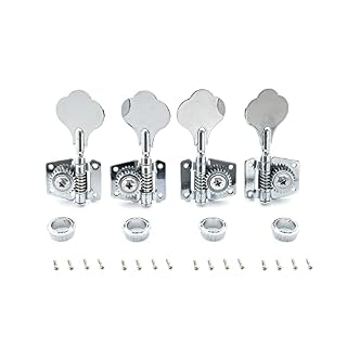 Musiclily Mécaniques Basse 2×2 Open Gear Style pour Fender Jazz et Precision Bass 4 Cordes, Chrome - Les Beatles, Paul McCartney, John Lennon, RIngo Starr, George Harrison
