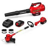 PowerSmart 40V Cordless Lawn Care Combo Kit, 13" String Trimmer & Edger and Axial Leaf Blower, Battery Powered Yard Clean-Up Set with 4.0Ah Lithium-Ion Battery and Charger Included