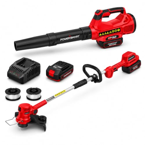 PowerSmart 40V Cordless Lawn Care Combo Kit, 13" String Trimmer & Edger and Axial Leaf Blower, Battery Powered Yard Clean-Up Set with 4.0Ah Lithium-Ion Battery and Charger Included
