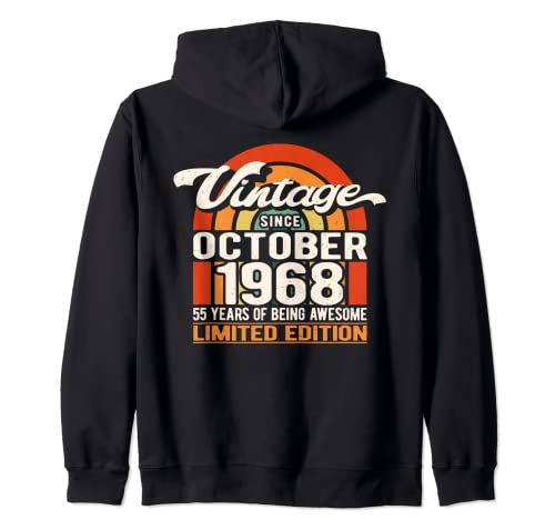 55 Years of Being Awesome Vintage Octubre 1968 55 cumpleaños Sudadera con Capucha