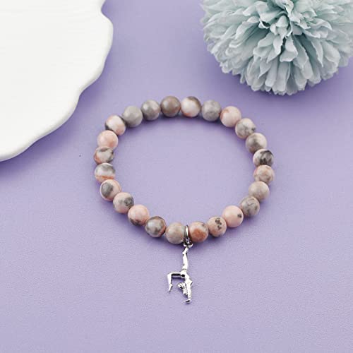 Haoze Gymnastics Gifts Natural Stone Beads Gymnastics Bracelet You Are Braver Inspirational Gymnast Charm Bracelet Birthday Graduation Gymnastics Team Jewelry Gift For Women Teen Girls (Style 1) #TOP5