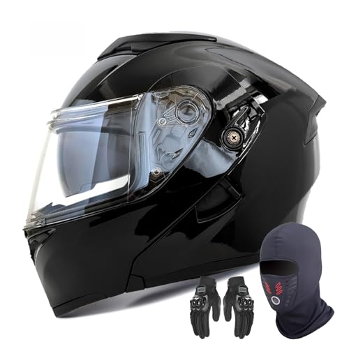 GNIUBBDB Casque de Moto modulaire intégral pour Adultes Hommes et Femmes Casque de Moto Rabattable homologué ECE avec Double Pare-Soleil C-1,XXXL (65cm)