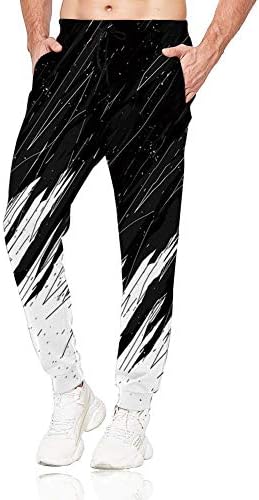 Belovecol Mens Jogger Pants Black White Splatter Print Sweatpants Magic Graphic Workout Sweat Pants Sports Athletic Yoga Running Trousers Casual Hip Hop Hipster Clothing M