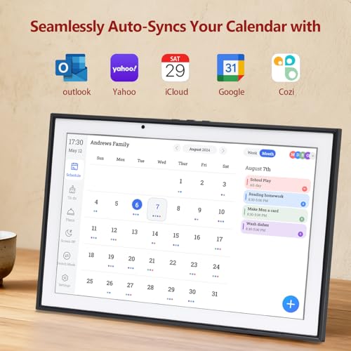 Digital Calendar 10.1 Inch Smart Electronic Planner, IPS Touch Screen, 32GB, Electronic Slideshow, Wall-mounted with Third-Party Calendar Sync, Chore Tracker, Meal Plan & Photo Display, Gifs for Mom — view 2