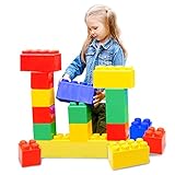 Jumbo Blocks for Toddlers Set of 24 Plastic Large Building Blocks for Kids Ages 4-8, Giant Stacking...