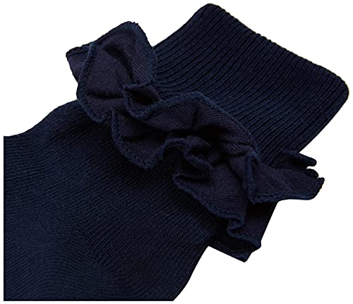 Jefferies Socks Big Girls' Misty Ruffle Turn Cuff Socks (Pack of 3), Navy, Medium2