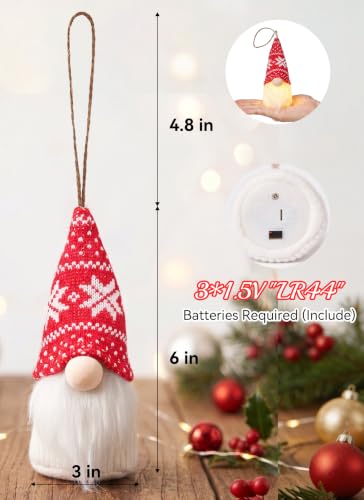 Brightown New 8 Pack Christmas Gnomes Ornaments with Warm LED Lights - Image 3