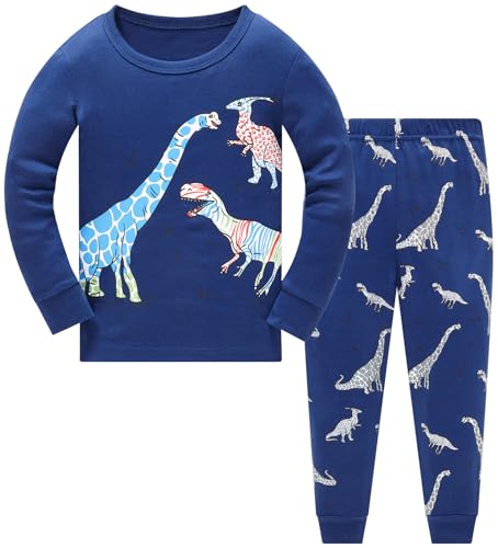 Image of TEDD Boys Pyjamas Dinosaur Nightwear Cotton Toddler Clothes Kids Sleepwear Winter Long Sleeve Christmas Pjs Sets 2 Piece Outfit Xmas Gift 9-10 Years