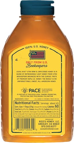 Image of Local Hive Utah Raw & Unfiltered - 32 oz | 100% Pure U.S. Honey | Natural Sweetener Sourced from American Bees & Beekeepers | Light Floral Flavor | Ideal for Tea, Baking & Cooking