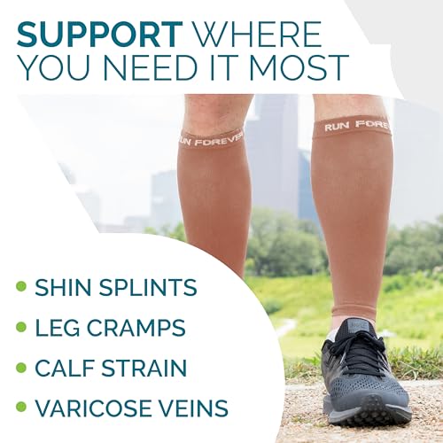 Run Forever Calf Compression Sleeves for Men and Women - Leg Compression Sleeve - Footless Compression Socks for runners - Thumbnail 5