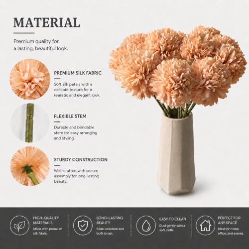 Image of Mandy's 12pcs Artificial Champagne Ball Chrysanthemum Flowers