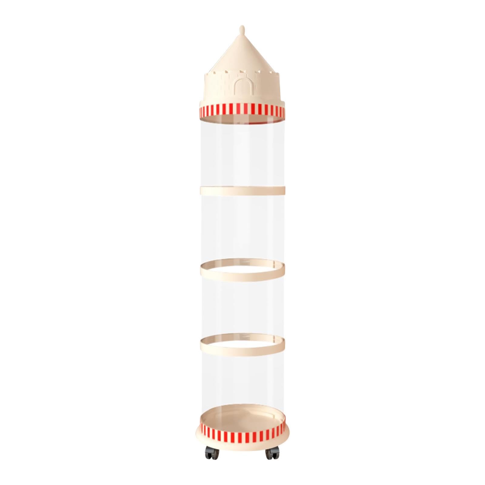 Almacenamiento de Peluches Caja Organizadora Soporte de Almacenaje Tubo de Exhibición con Ruedas Y Estructura Estable de PP Adecuado para Guarderías, 159 Cm X 30 Cm
