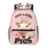 amepay Mochila Tigre, Mochilas leves para viagens, mochila de presente para crianças, mochila casual para laptop, 29 x 14 x 40 cm, Porco, Mochilas Daypack