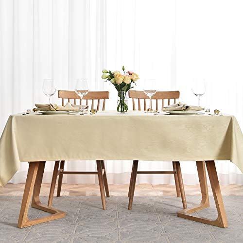Maxmill Jacquard Tablecloth Swirl Design Spillproof Wrinkle Free Oil Resistant Heavy Weight Soft Table Cloth Decorative Fabric Table Cover For Outdoor And Indoor Use Oblong 60 X 120 Inch Beige #TOP7