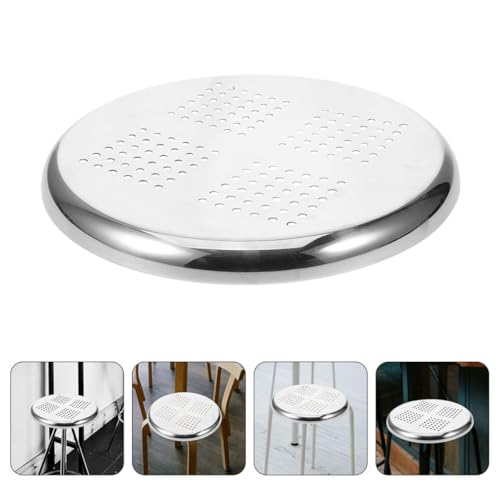 Tabouret rond en acier inoxydable robuste avec surface argentée renforcée - 8