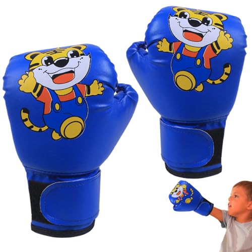 Guantes De Kickboxing para Niños - Guantes De Boxeo De Cuero PU Transpirables, Mitones De Entrenamiento con Patrón De Dibujos Animados | Saco De Boxeo Junior Sparring para Práctica De Thai MMA, S