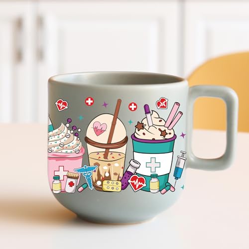 Decalques UV DTF Coffee Drinks - 8 folhas de chá com leite de morango Uvdtf para garrafa de água de