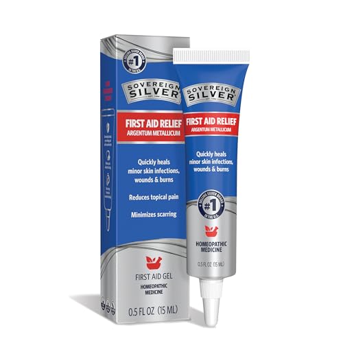 Sovereign Silver Colloidal Silver Gel Argentum Metallicum Topical Skin Care for Minor Skin Infections Wounds & Burns - 0.5 Oz (15 mL)