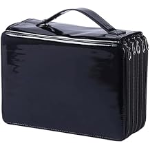 250 Slots Colored Pencil Case with Zipper Closure Pencils Bag Waterproof PU Leather Pen Organizer Storage Holder for Artist Black