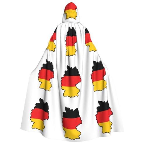 Cape à capuche drapeau allemand et carte médiévale unisexe pour cosplay