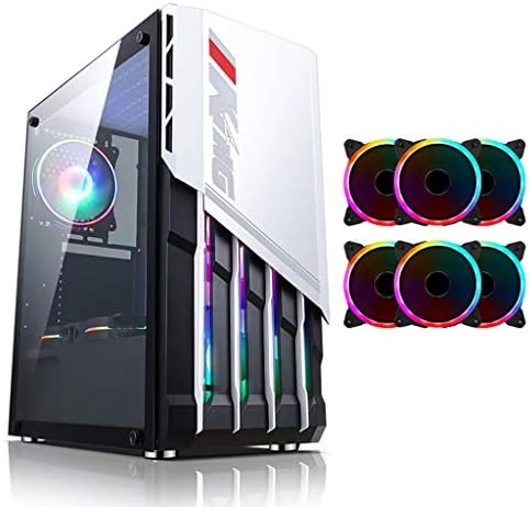HDYD Caso De Juego, Semitorre For Juegos De PC Case ATX/M-ATX/ITX – E/S Frontal Puerto USB 3.0-4 Mm De Vidrio Templado – 6 Posición del Ventilador – Listo Refrigeración por Agua (Color : White)