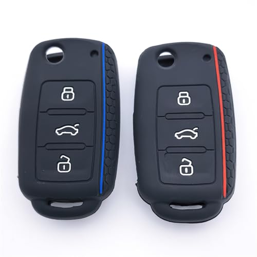 Housse pour clé VW Golf Passat Polo étui silicone noir protection télécommande 3 boutons - 3