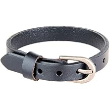 Xusamss Fashion Simple Alloy Buckle Bangle Leather Wristhand Bracelet,6"-8" Wrist
