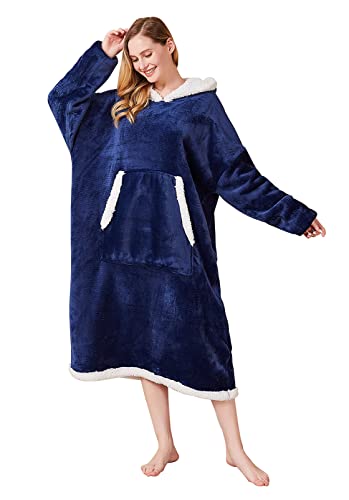 Übergroße Hoodie Sweatshirt, Original Decke Sweatshirt, super weiche gemütliche warme komfortable Riesen-Hoodie, Geeignet Kapuzenpullover für Erwachsene, Männer, Frauen, Jugendliche, Marine Cover