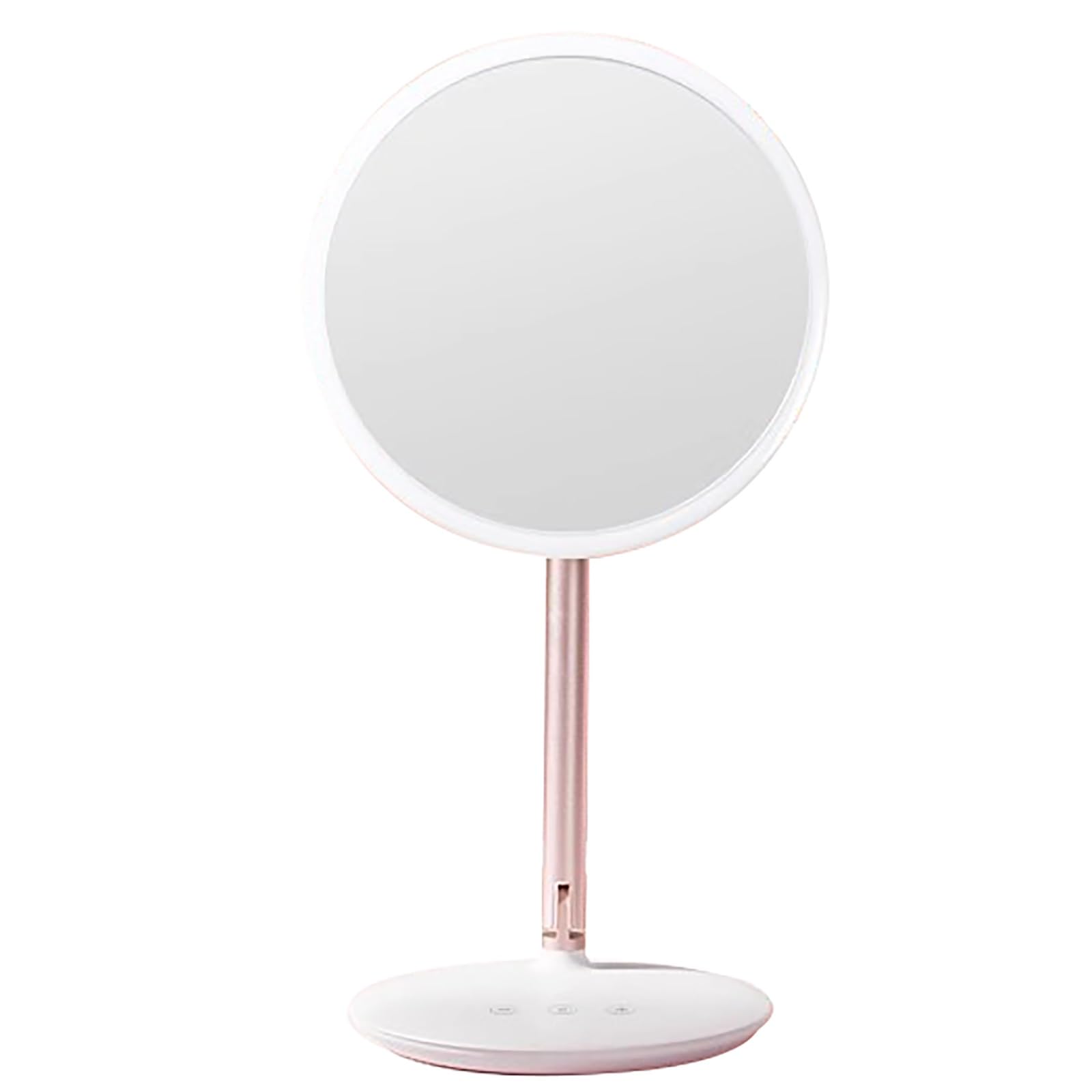 Składane Lustro do Makijażu LED z 3-Kolorowym światłem, Sterowaniem Dotykowym, ładowalne Lusterko Kosmetyczne do Użytku na Biurku lub w Podróży(White)