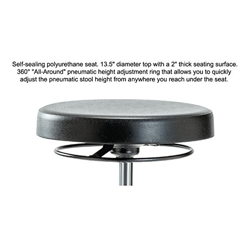 Image of Perch Polyurethane Stationary Lab Work Stool with Foot Ring | Medium Bench Height 20-28 inch
