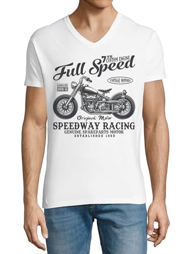 T-shirt col en V en coton vêtement mode homme blanc stretch basique Custom Engine