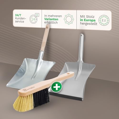Novaliv 4X Kehrblech Set Kehrblechgarnitur Handfeger FEINE KUNSTBORSTEN und Kehrblech Metall Silber verzinkt Kehrblechbesen zum Aufkehren Handkehrset Kehrblechset Kehrschaufel Feger und Kehrblech – Bild 8
