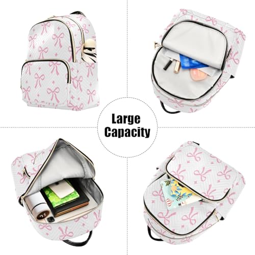 Image of Bow Quilted Backpack Purse for Women Fashion Small Backpack M | Shoulder Bag Travel Casual Daypack