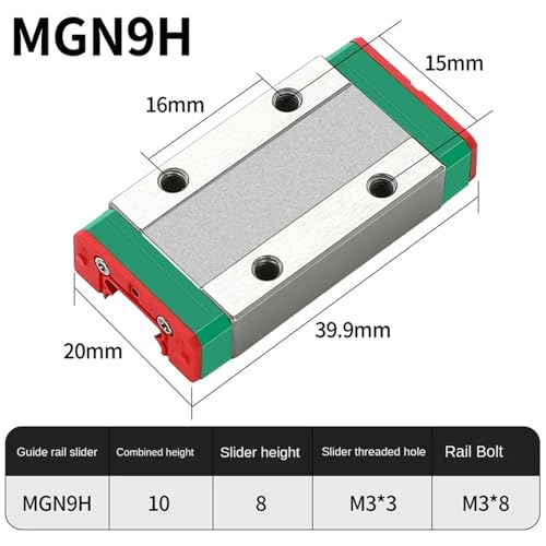 Rail linéaire MGN9 H coulissant 400mm pour guidage d'imprimante 3D