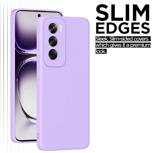 Image of Outlouders Back Cover for Oppo Reno 12 5G | Camera Protection | Durable Soft Matte Silicone Bumper Case (Purple)