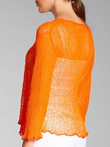 Caspar STJ022 leichte Damen Sommer Strickjacke mit 3/4 Arm, Farbe:orange, Größe:Einheitsgröße (36 bis 40)