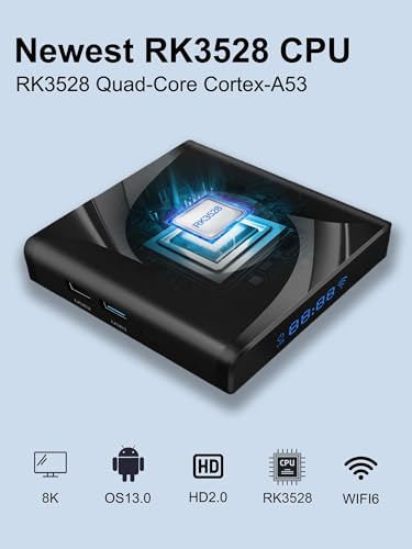 Image of GREVA 8K Android TV Box 13.0 2GB RAM 16GB ROM Smart TV Box RK3528 Chipset Support 2.4G /5.0G WiFi 6 HDR10 BT5.0 USB3.0 Ethernet LAN 3D 1080P 2K 4K+ Utral HD Streaming Media Player