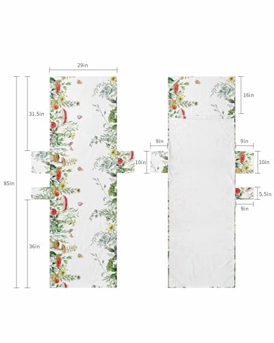 Botanical Beach Lounge Chair Towel Cover, Soft Chaise Lounge Towel with Side Pockets Patio Pool Chairs Cover for Beach/Pool Sunbathing 29x85 Spring Floral Summer Mushroom Eucalyptus Leaves
