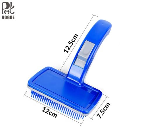 Image of PetVogue Slicker Dog Comb Brush Pet Grooming Brush Daily Use to Clean Loose Fur & Dirt Great for Dogs and Cats with Medium Long Hair Dog Hair Self-Cleaning Grooming Comb for Dematting Detangling & Deshedding Brush-Blue