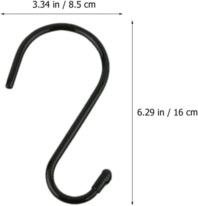 Zerodeko 8pcs Black Metal S-Shaped Hooks Anti-Slip Hanging Hooks for Clothes Hats and Household Storage Multipurpose Utility for Bathroom and Kitchen Organization