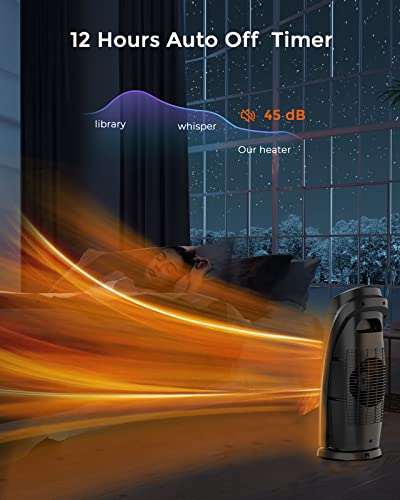 Syvio 19’’ Space Heater, 2S Fast Heating, 4 Modes, Portable Heater With Thermostat, 12H Timer, Remote, 70° Swing, Overheat&Tip-Over Protect, Electric Heaters For Indoor Use, Small Room Office Garage #TOP3