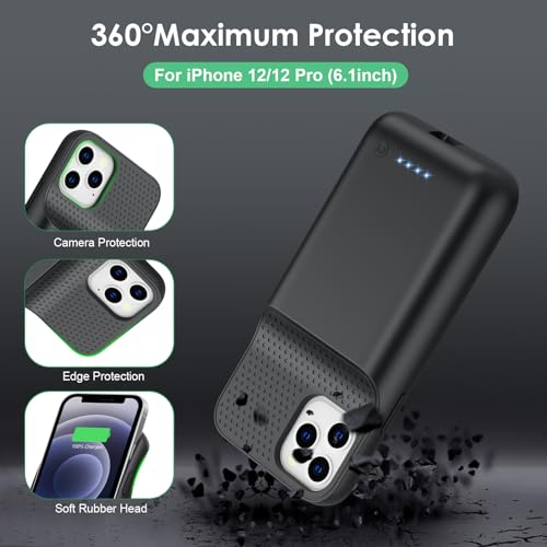 Feob Battery Case for iPhone 12/12 Pro,[2026 Upgraded] 10800mAh Ultra-Slim Portable Extended Charger Cover for iPhone 12/12 Pro Charging Case -Black by Feob - Used condition - Image 6