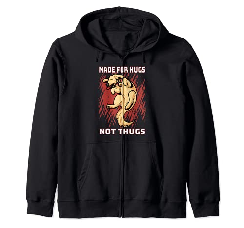Made for Hugs Not Thugs Sleeping Cuddling Dog Love Overflow Zip Hoodie, Black