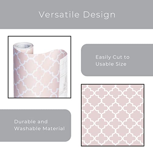 Smart Design Shelf Liner W/ Decorative Adhesive - Washable Cutable Material - Non Slip & Peel Design - For Shelves, Drawers, & Flat Surfaces - Kitchen (18 Inch X 20 Feet) [Chantilly Blush] #TOP3