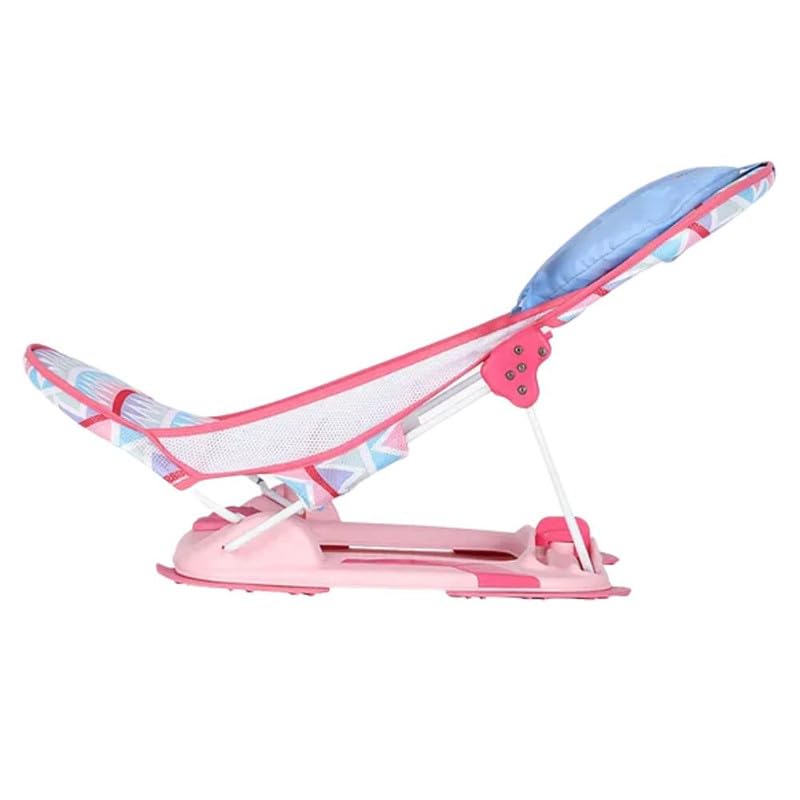 Image of Steelbird Foldable Baby Bather | Baby Bath Chair Seat with 3-Position Recline | Soft Mesh Support | Comfortable & Safe Bathing | Anti-Slip Design | Infant Bathing Chair for Newborns & Toddlers (Pink)