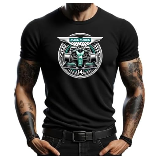 Camiseta Negra con Diseño de Monoplaza Aston Martin - Estilo Racing para Aficionados del Automovilismo (FR/ES, Letras, M, Regular, Regular, Negro)