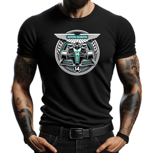 T-shirt noir avec design monoplace Aston Martin - Style Racing pour les fans de sport automobile, Noir , XL