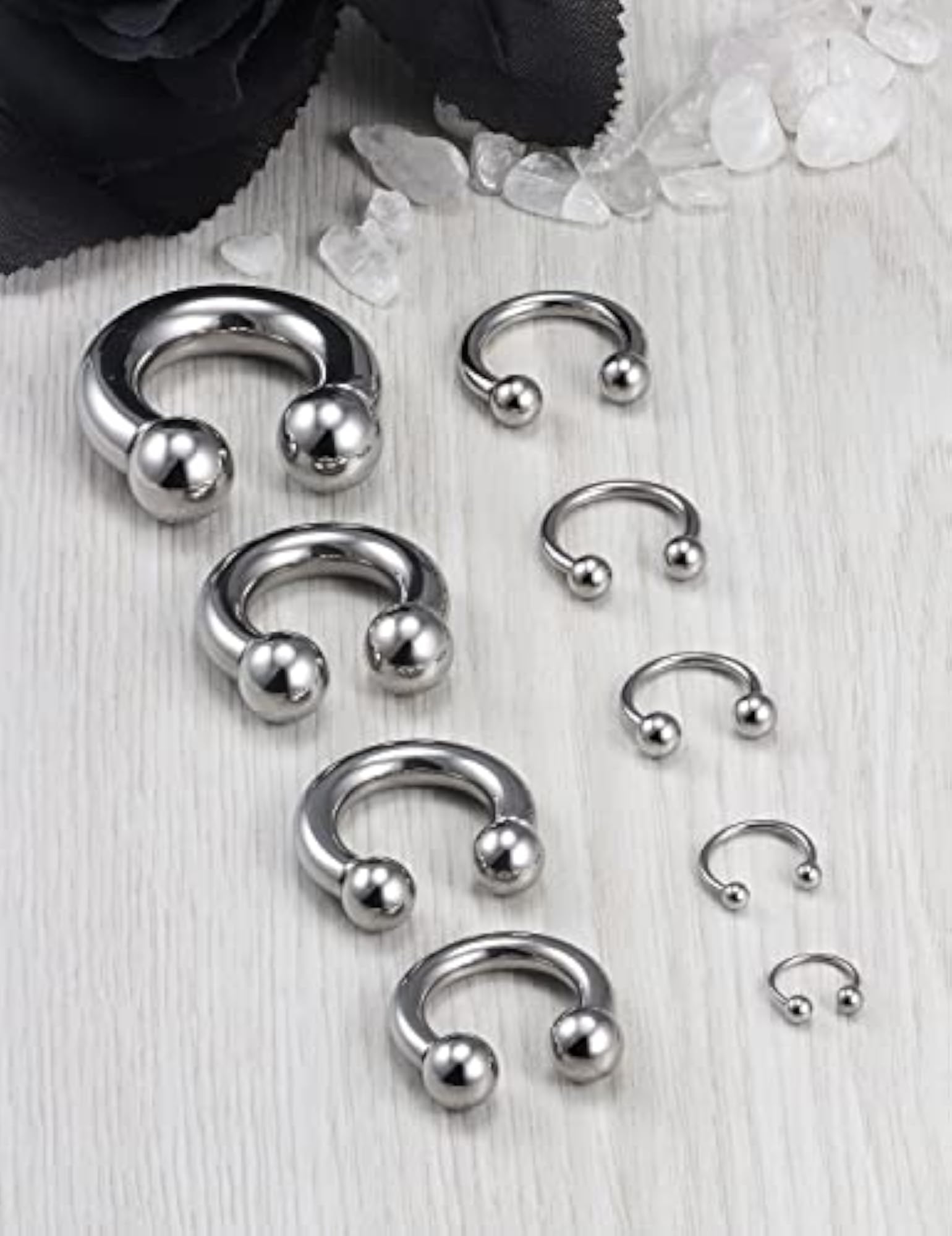 Septum Ear Earrings Gauges Stretching Kit, Surgical Steel