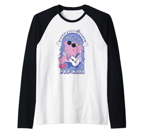 T-shirt Peppa Pig style baseball rétro bicolore pour enfant fan de dessin animé